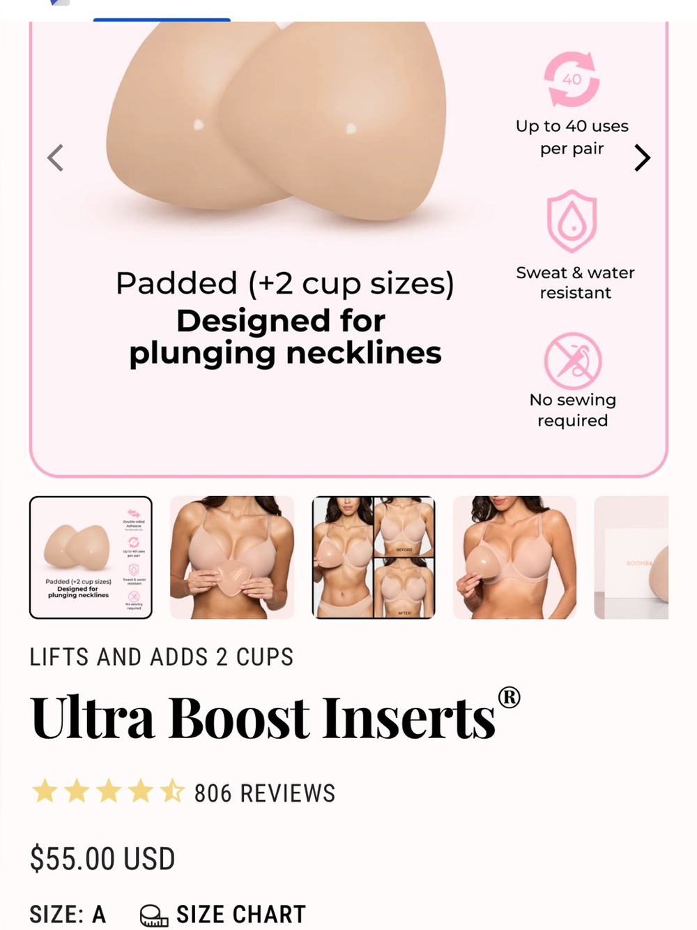 Ultra Boost Inserts® Padded Bra Inserts - Nude